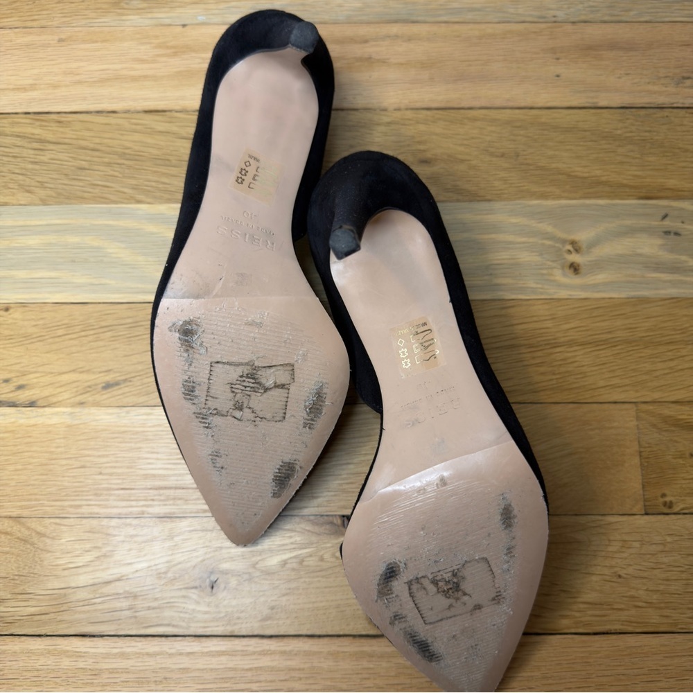 Reiss Black Suede Pointed Toe Pumps Size 40 - Picture 10 of 13